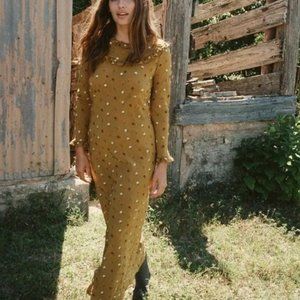 Doen Lilas Dress - Embroidered and 100% Silk Maxi